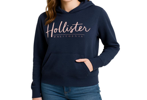Hollister crop top hooded sweatshirt hoodie long sleeve gray blue size xs